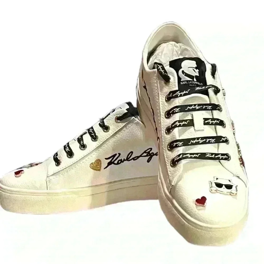 Karl Lagerfeld Women’s White  Leather Sneakers. New in Box.  Size 9.